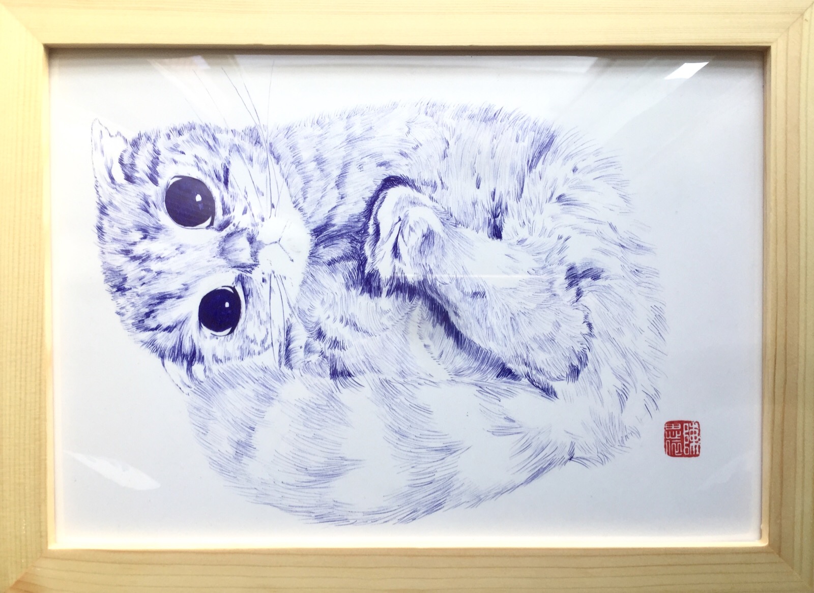 手绘 圆珠笔 猫咪 萌宠 大眼睛