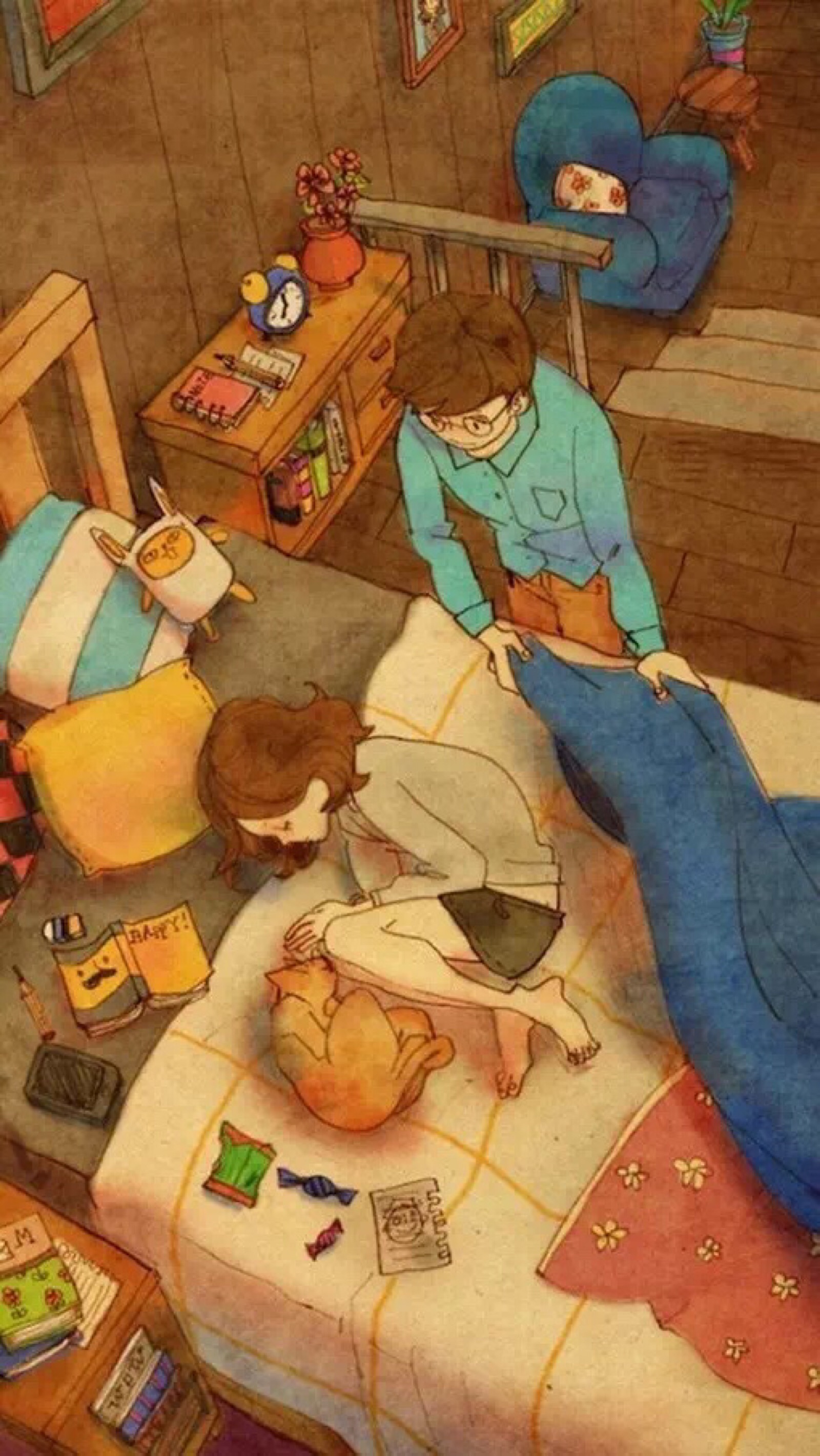 情侣 韩国插画 素材