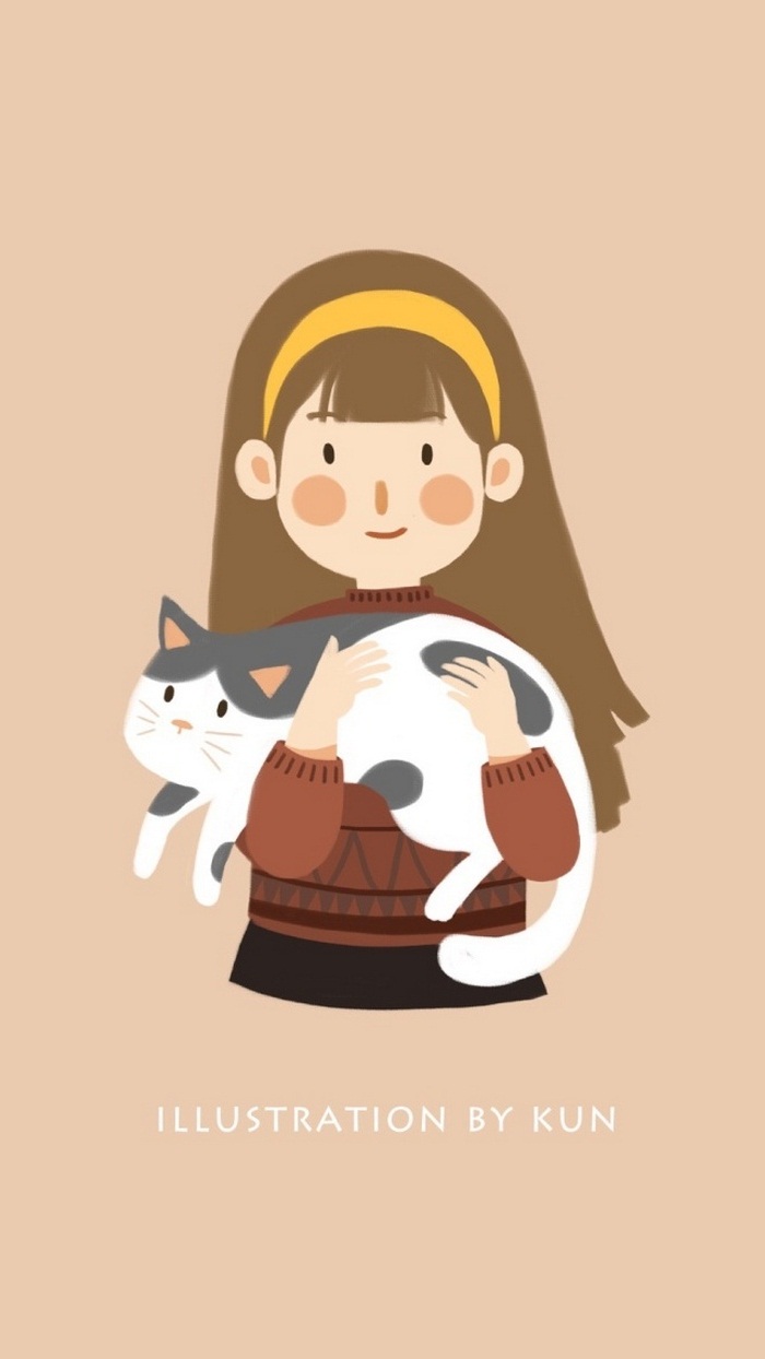 猫咪与主子~插画@刘昆昆k