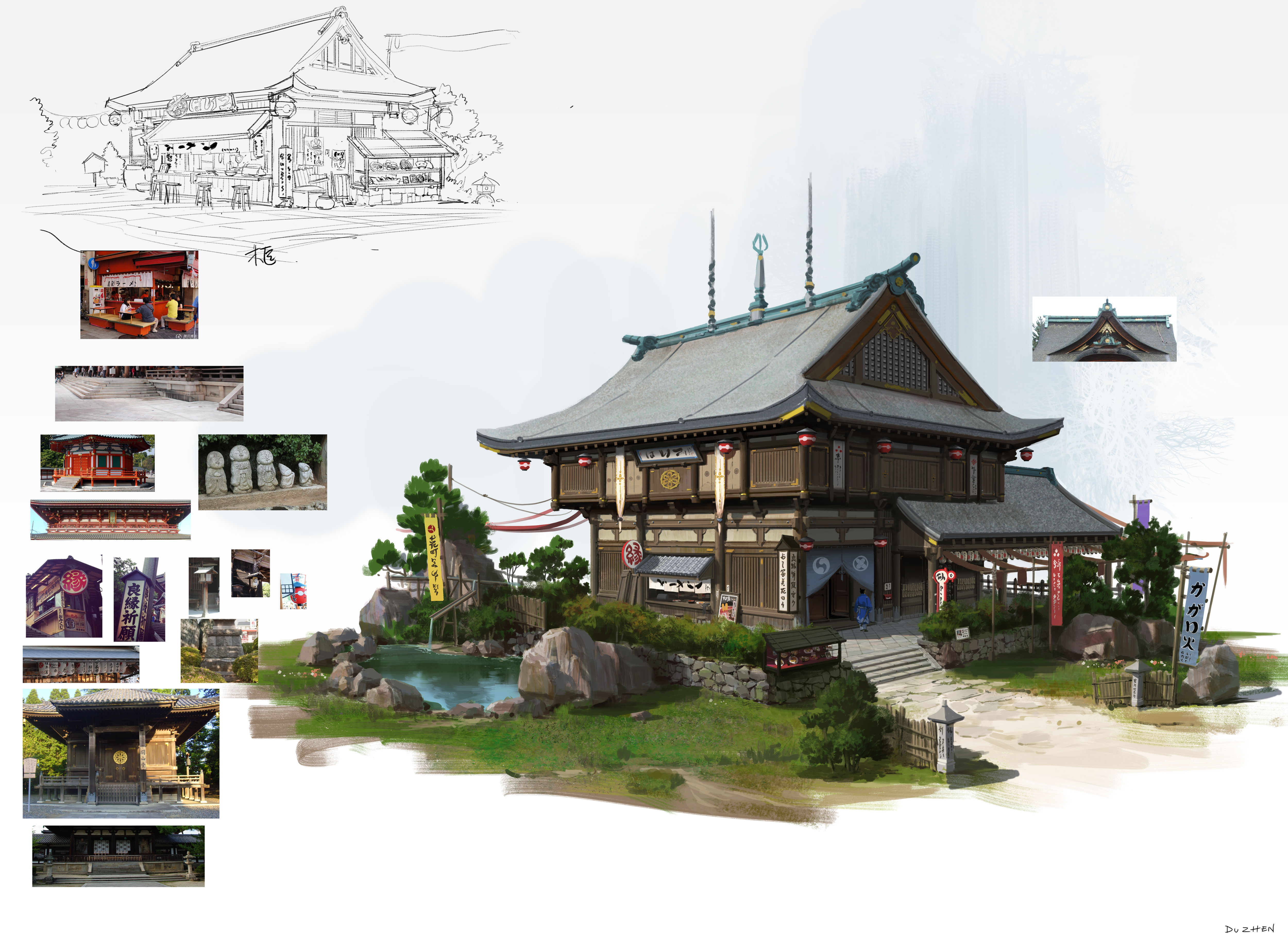 艺数绘讲师洛克猴 单体建筑设计 概念设计 cg 游戏原画 场景原画