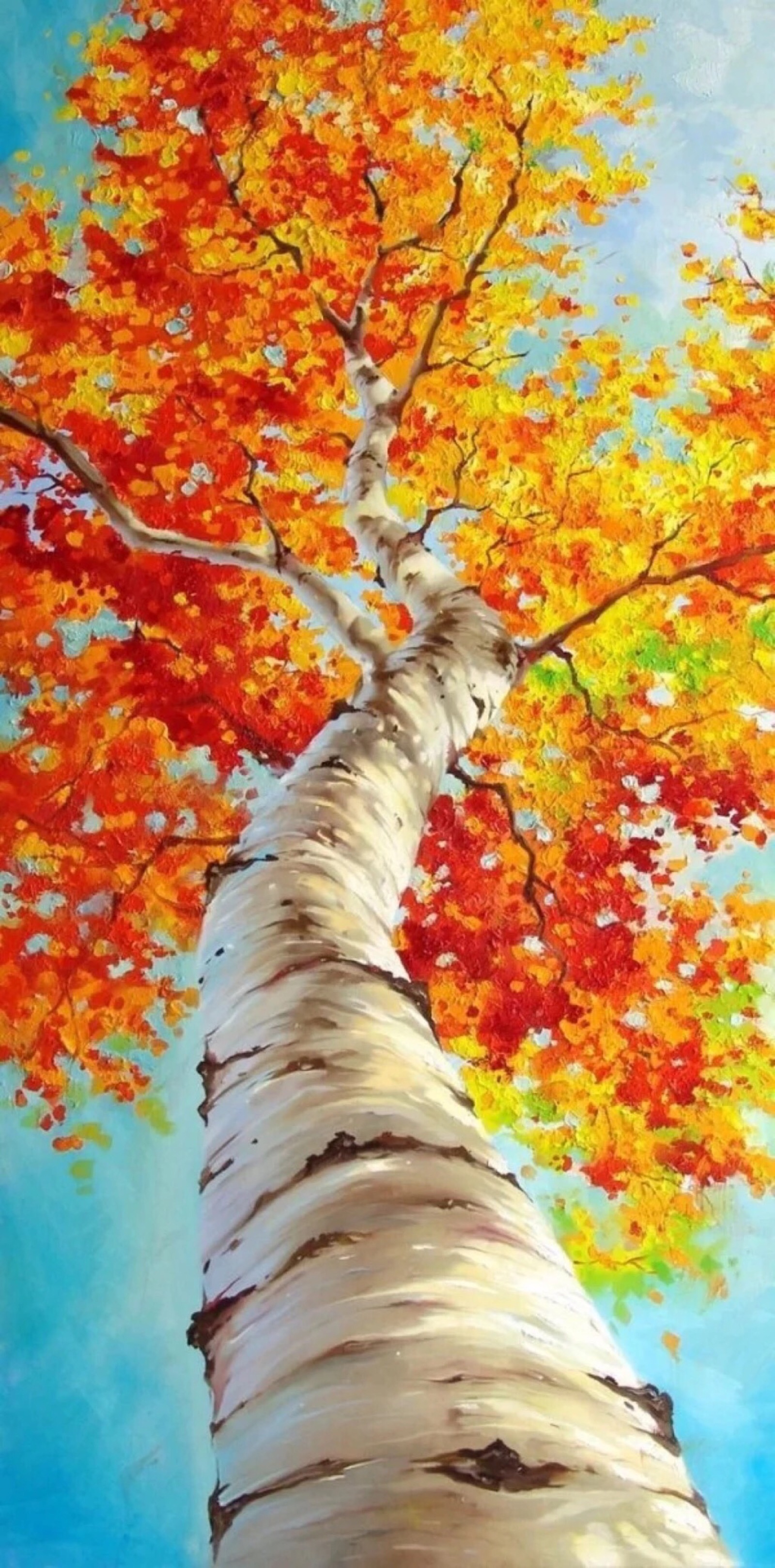 秋天的景色水粉画简单图片