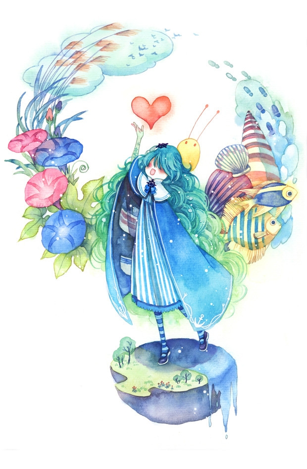 手绘 二次元 复古 清新 唯美 森系 文艺 治愈 动植物 彩铅 水墨 水彩