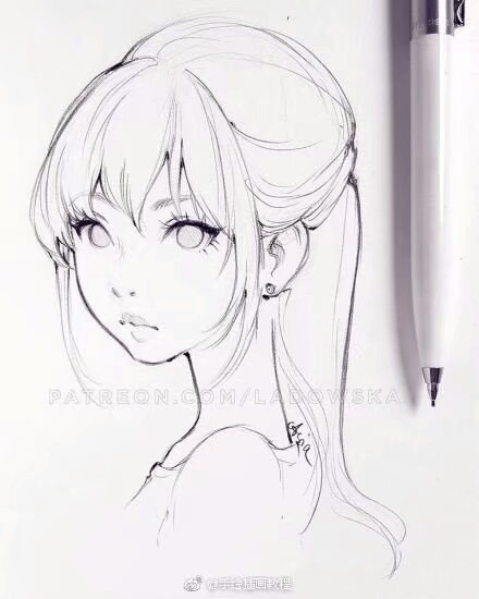 少女手绘线稿