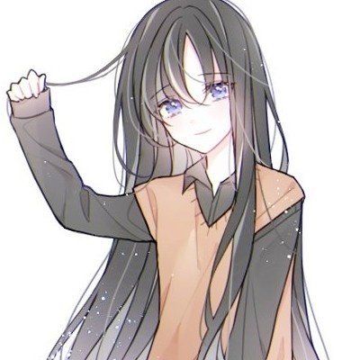 二次元 少女 头像 黑色长发 蓝瞳 黑色系 清新