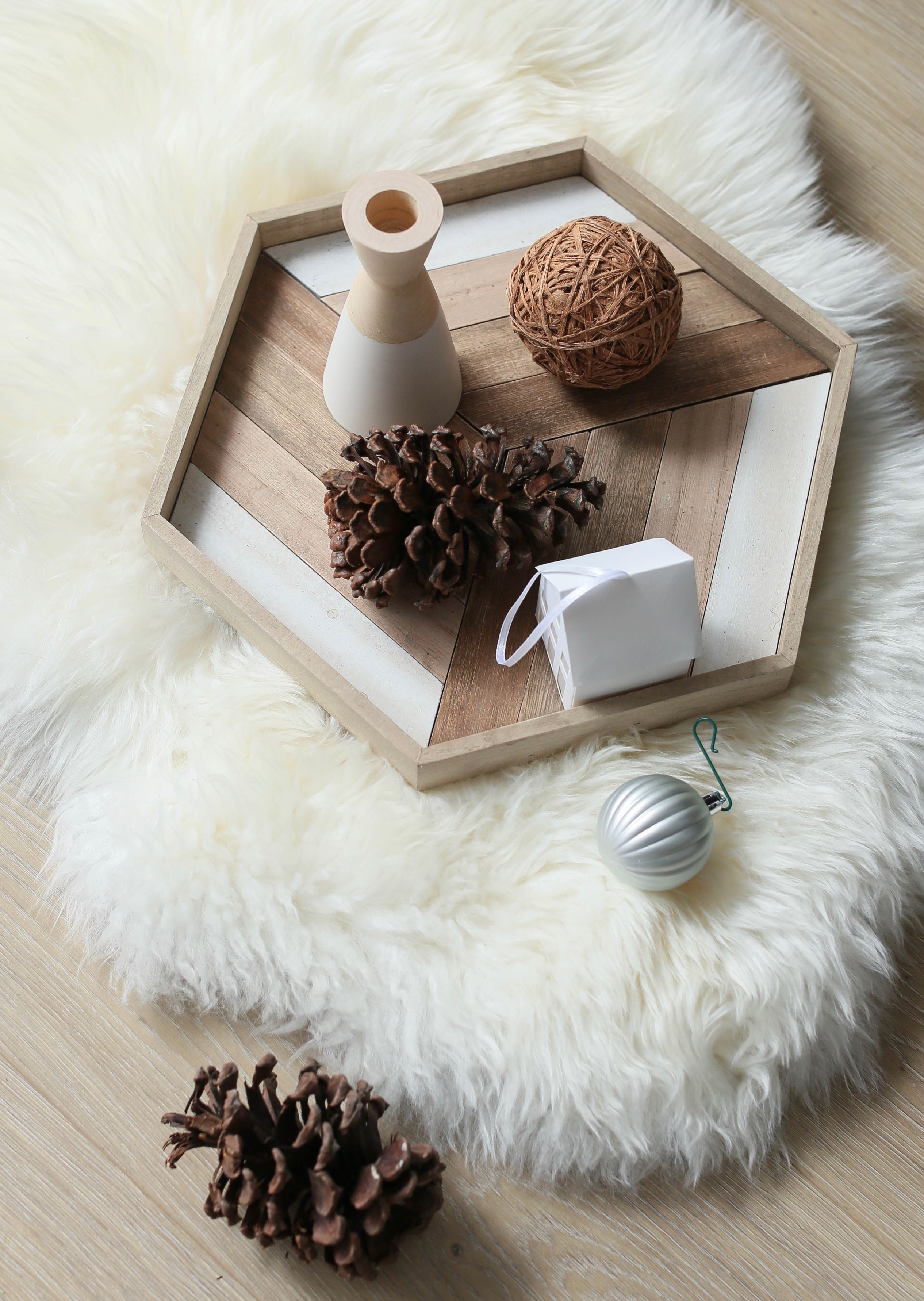 momos 莫语 ins风北欧风 六边形拼接木制托盘收纳盘 阿莫玲