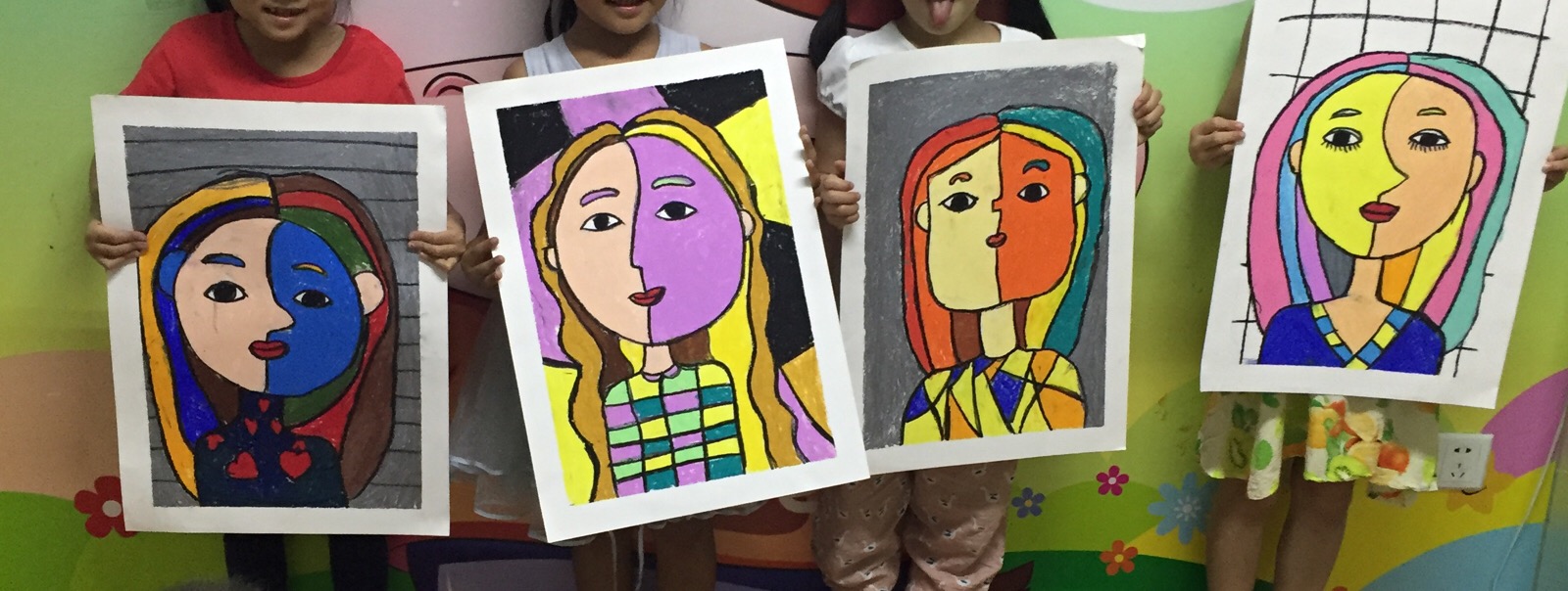 毕加索儿童画人脸图片