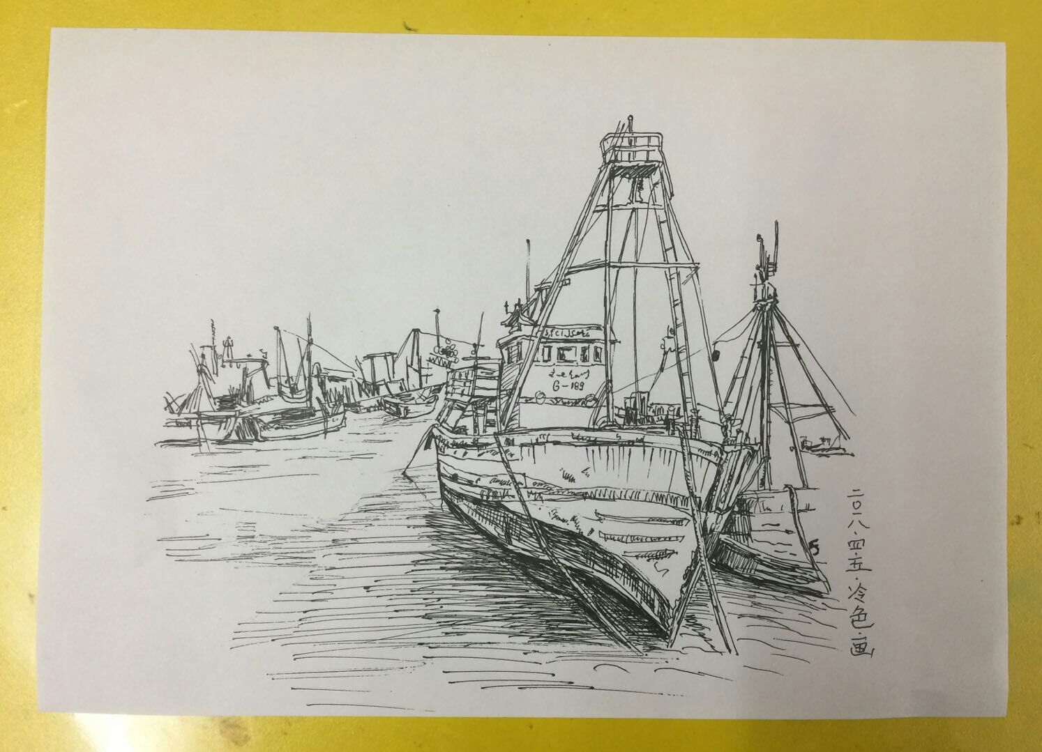 建筑 速写 素描 写生 临摹 黑白 线描 船桥
