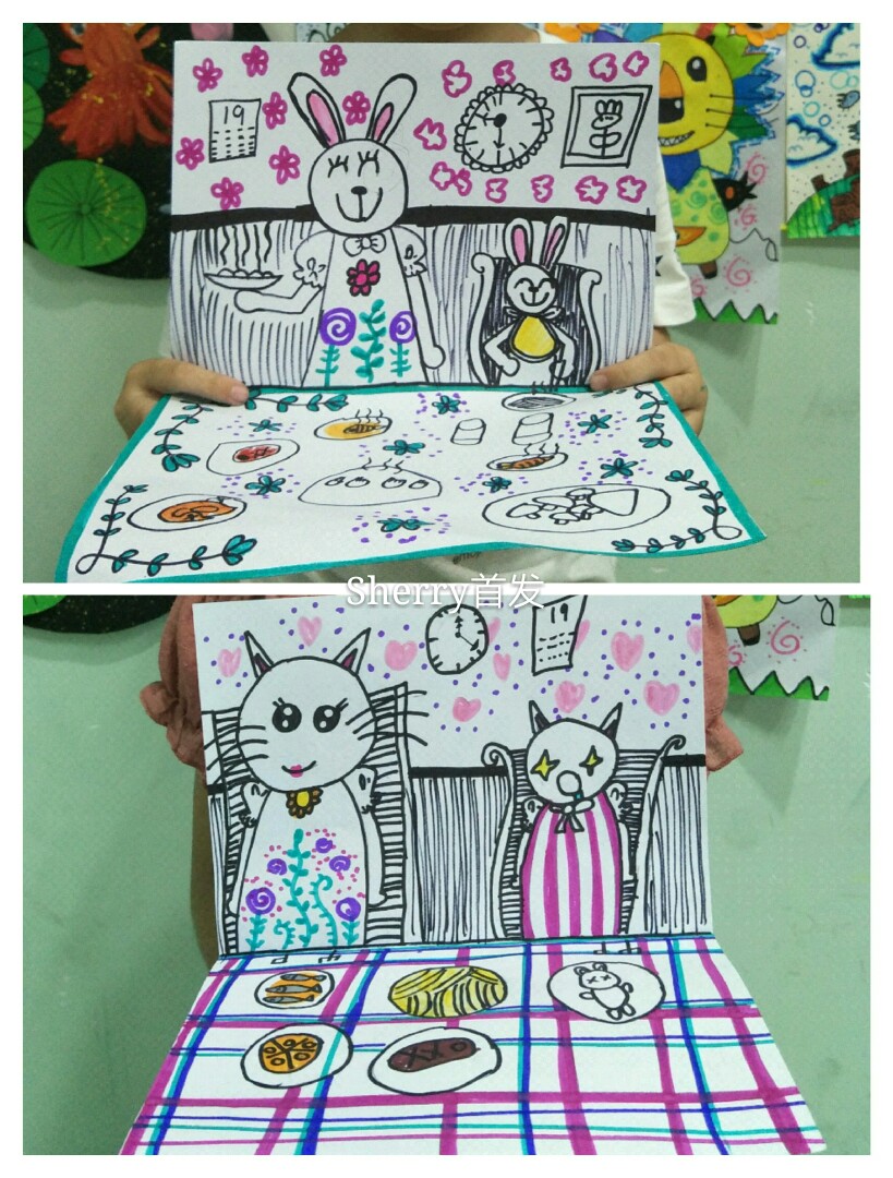 动物午餐 简笔画 儿童画