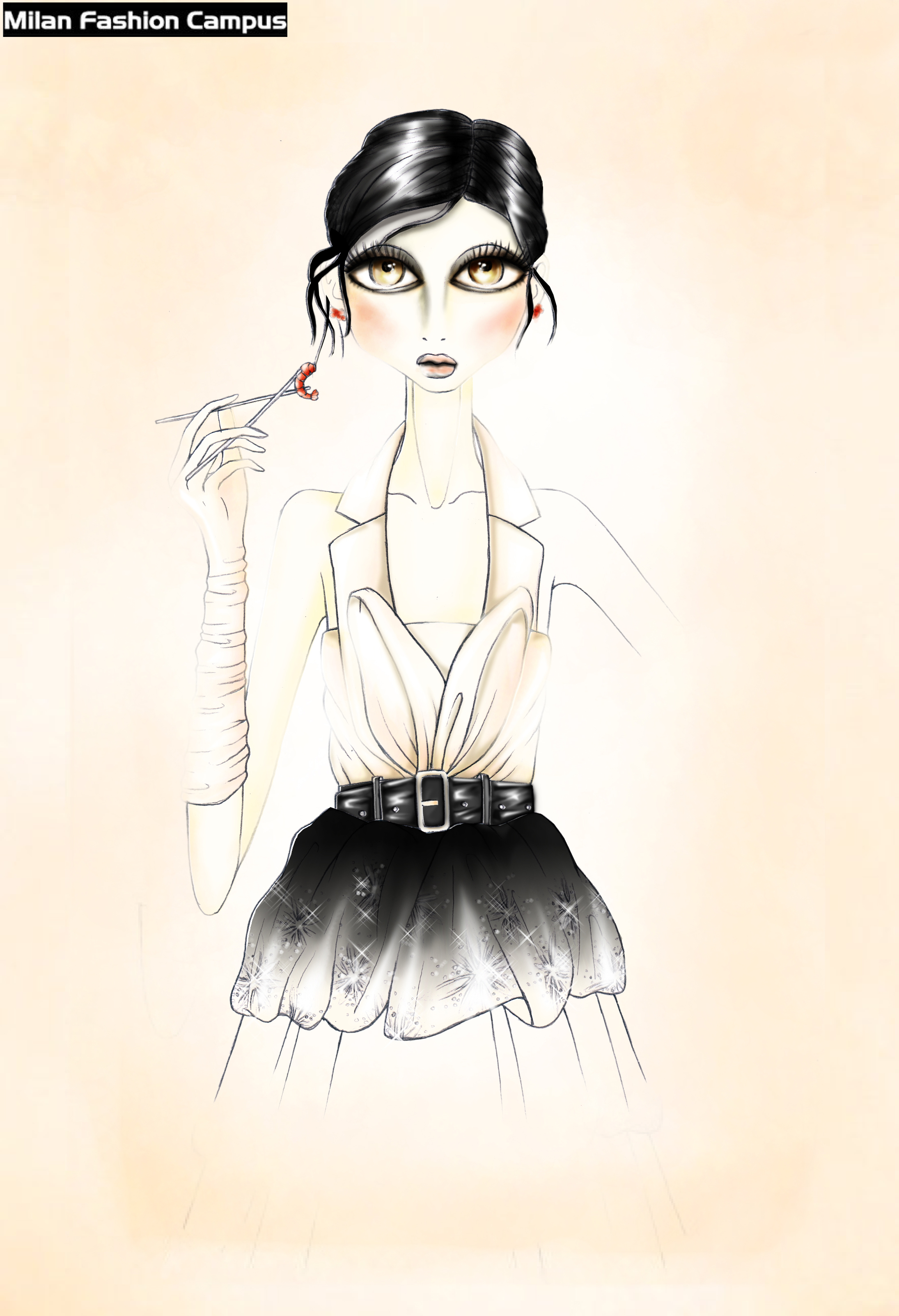 女装设计手绘草图 by:milan fashion campus米兰时尚设计学校 www.