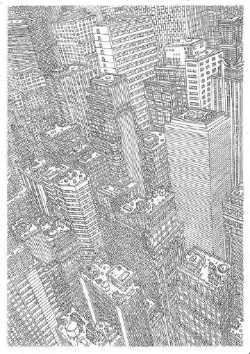 强大的建筑手绘:纽约,作者:mister mour00o (转)via @素描速写教程