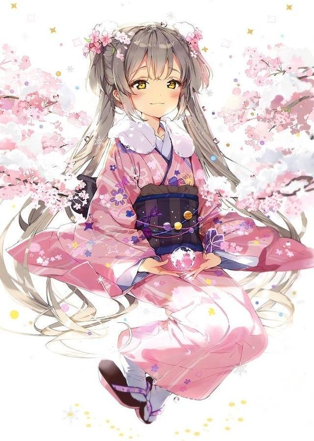 动漫 女生 和服 樱花