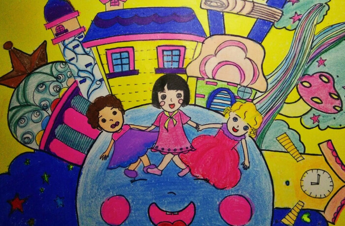 儿童画地球是我们的家