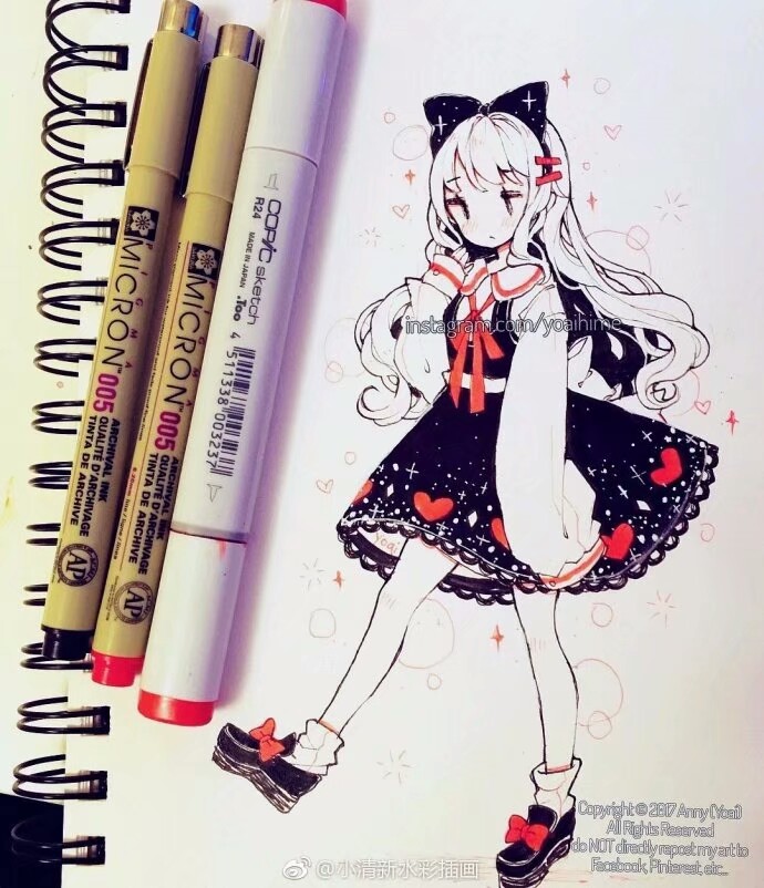 马克笔手绘可爱美少女