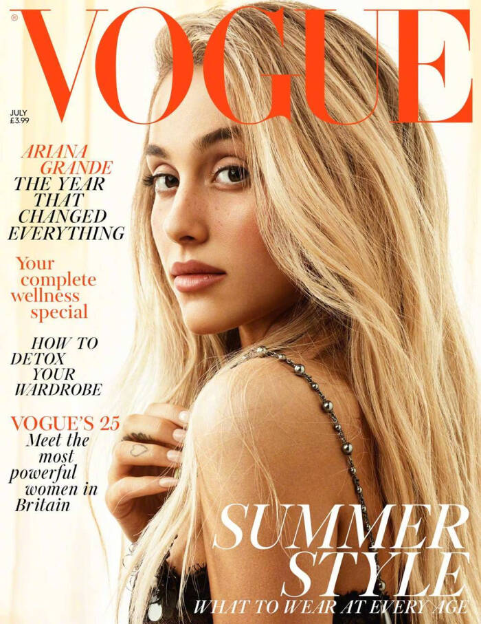 ariana grande a妹登上《vogue》七月刊封面及内页