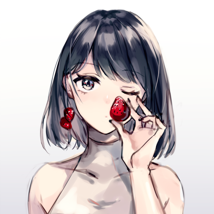 网红草莓女生头像动漫图片