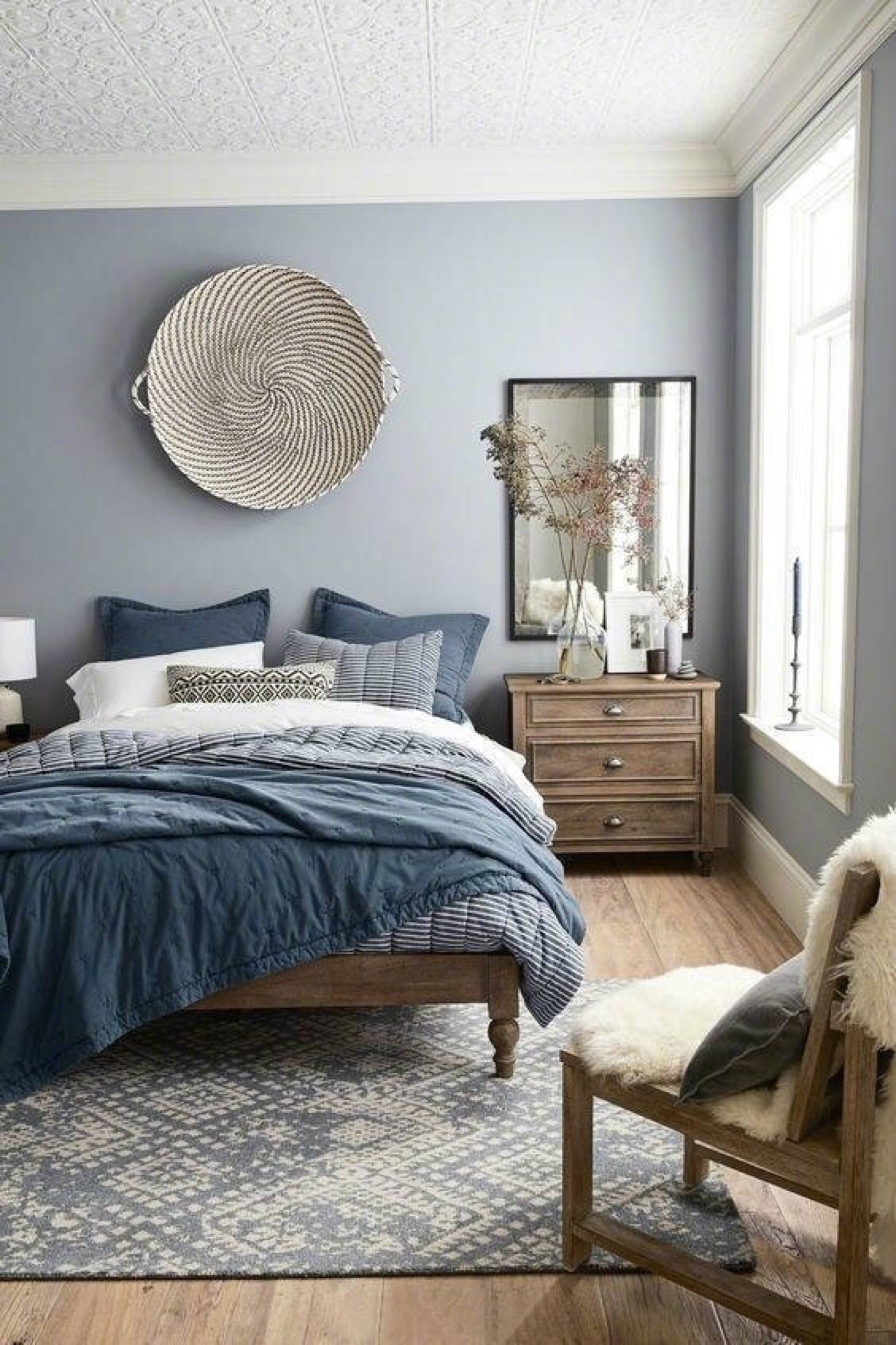 蓝色床头背景墙,简约又优雅