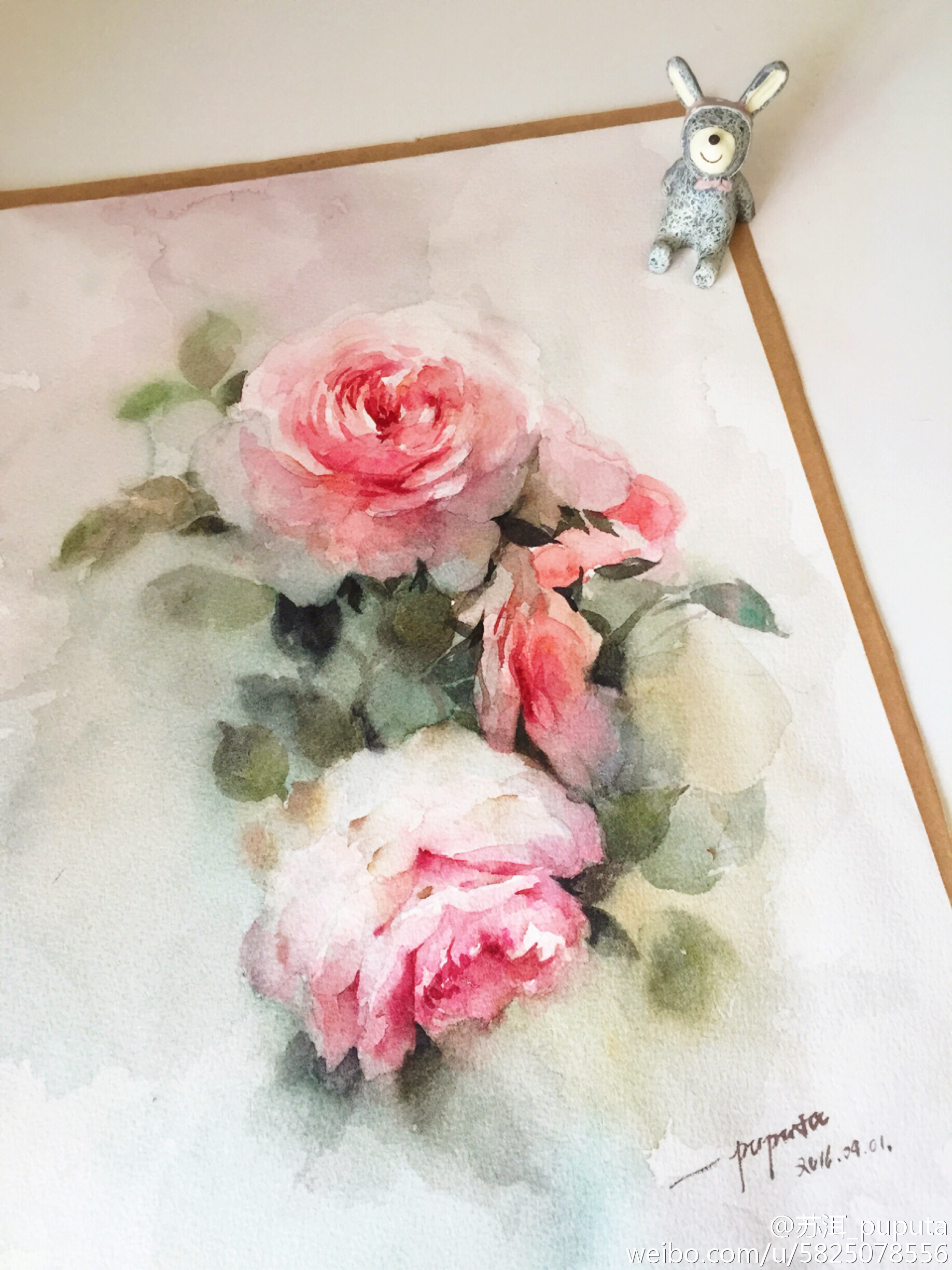 画一两朵落花～#水彩过程##水彩# (作者: 苏洱水彩 )