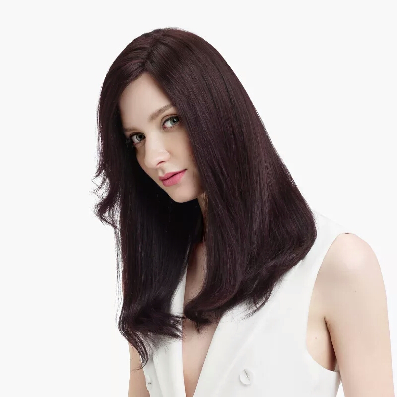 瑞贝卡假发女时尚主播系列沙宣发型酒红色长直发中分假发发型