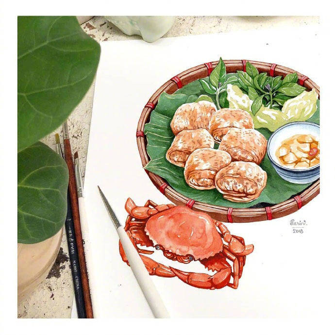 越南插画师 lerin 笔下的美食,画风精致清新