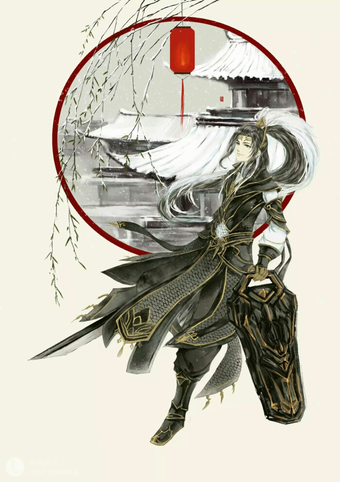 手绘古风男子剑网三·苍云画师:修鹤归爻