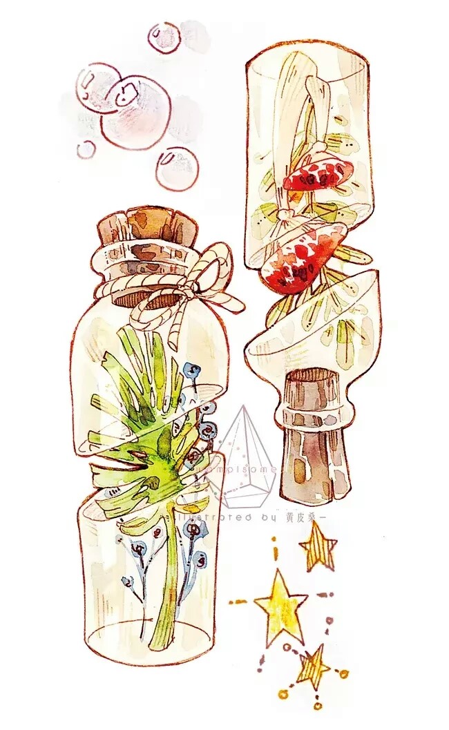 作者:黄皮桑 可爱 水彩手绘 玩物丧志