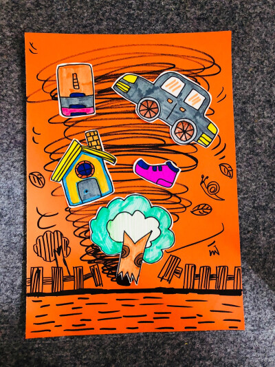 创意美术儿童画水粉立体画水彩剪纸