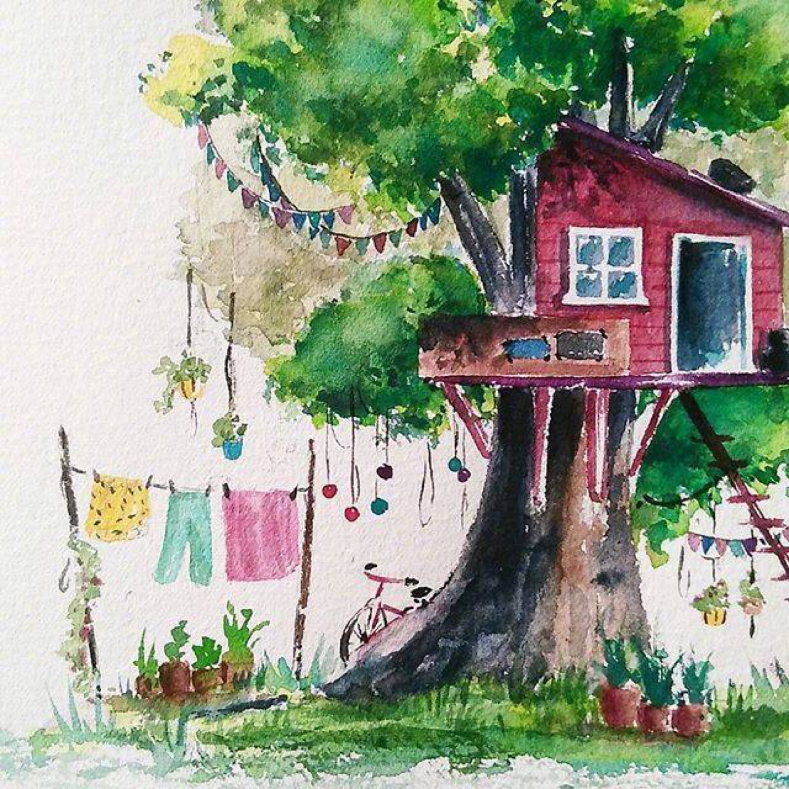 树屋绘画作品图片