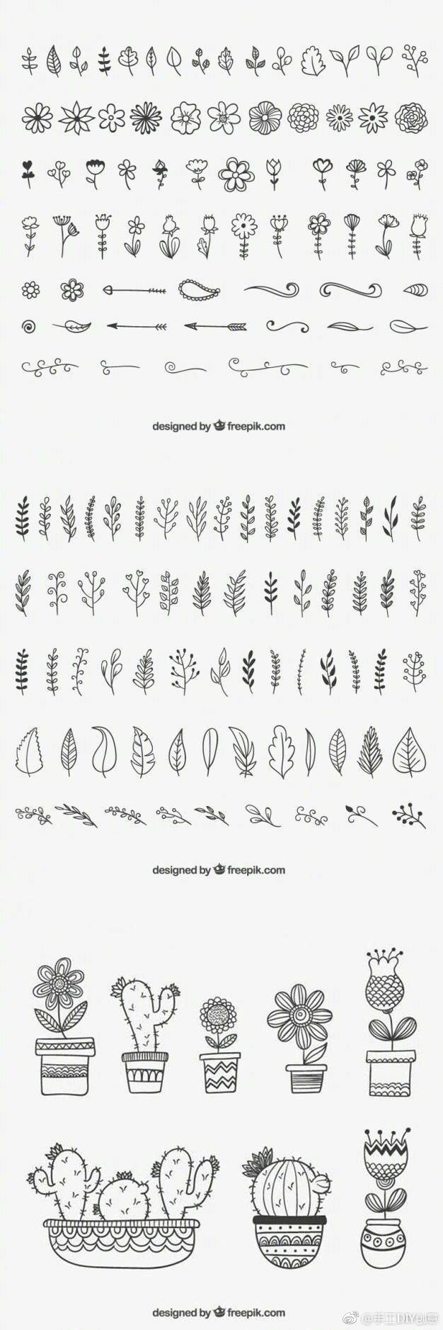 一组植物园简笔画手绘素材