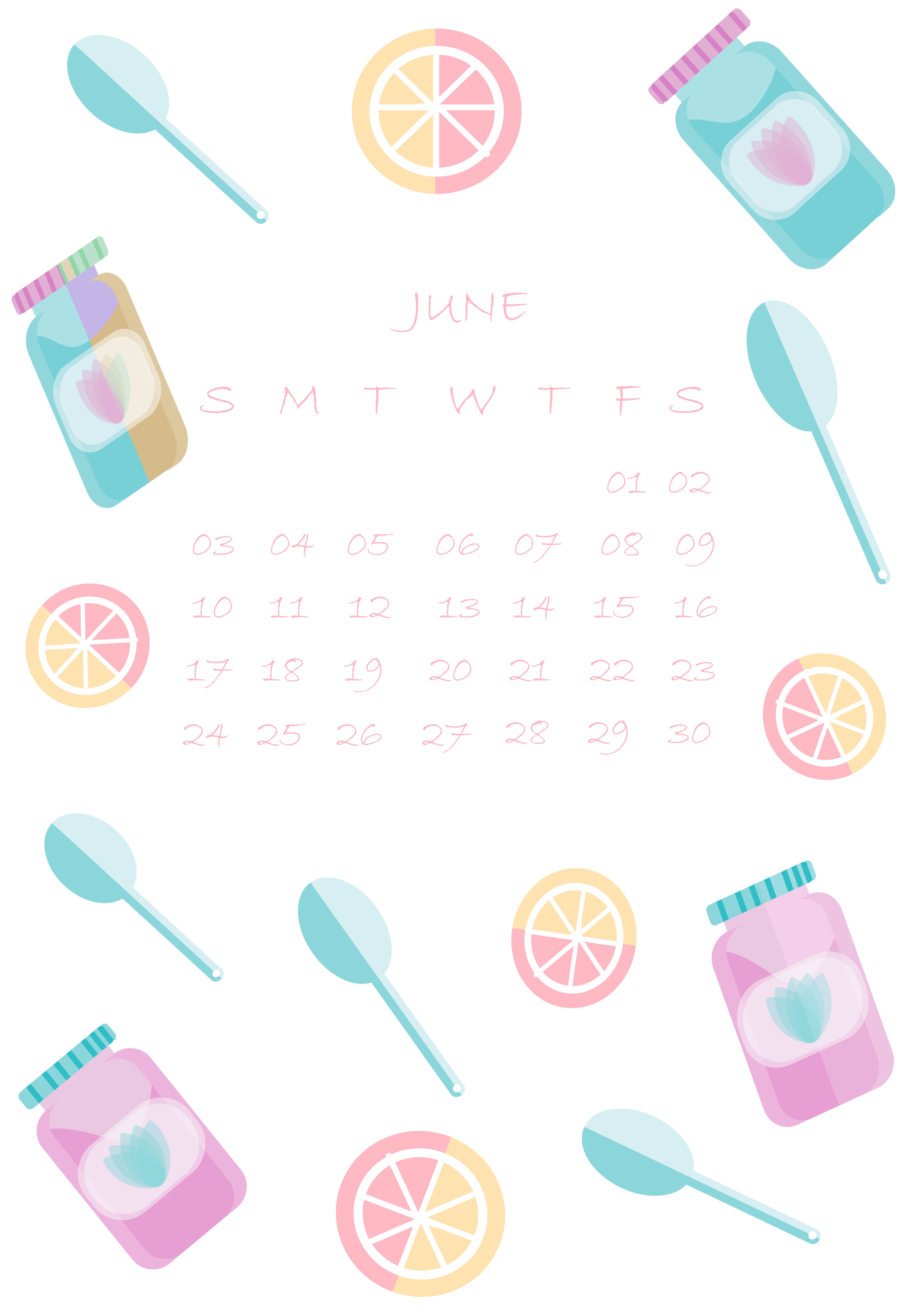 1-12月日历插画,可以自己打印贴在手帐本上.