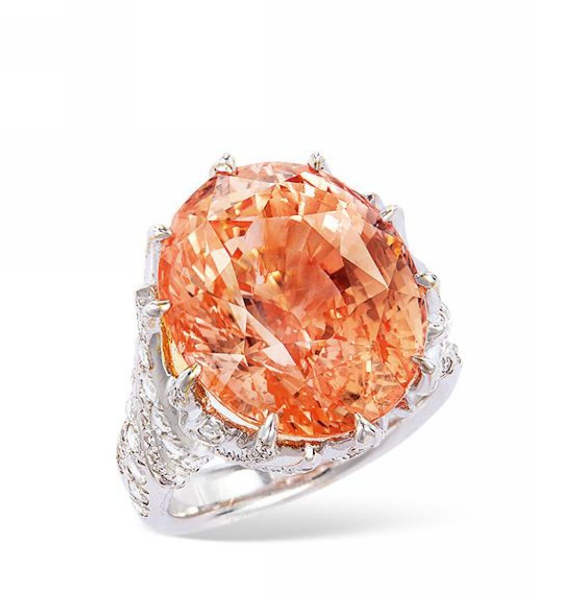 77克拉天然斯里兰卡帕帕拉恰蓝宝石戒指,主石尺寸约为16.56×13.