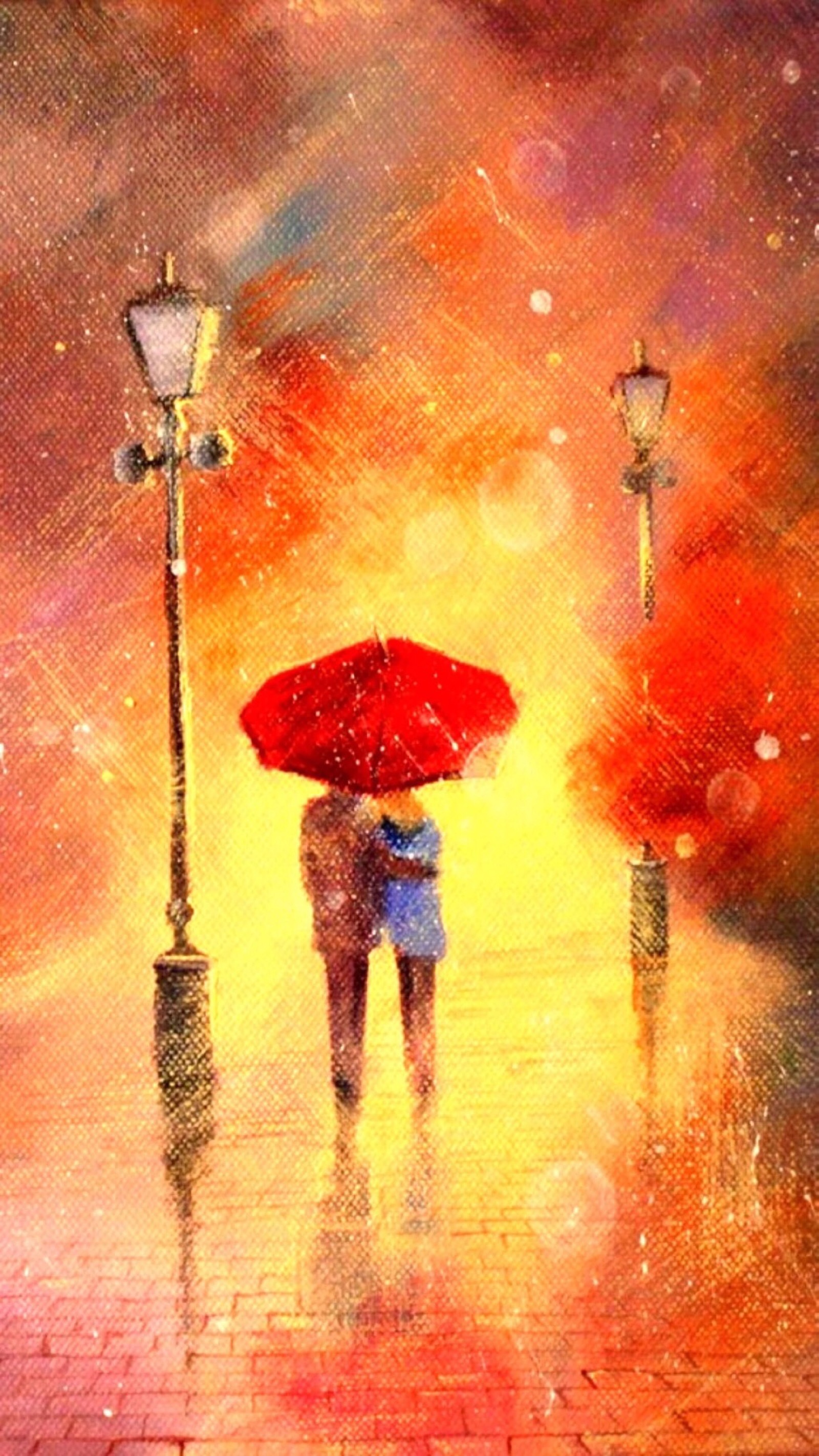 阴雨天一对恋人撑着雨伞相拥在一起亲吻着对方人物素材设计