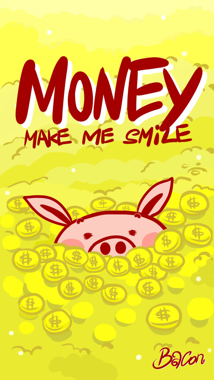 money make me smile卡通钱卡通金币卡通猪卡通富美子可爱卡通桌面