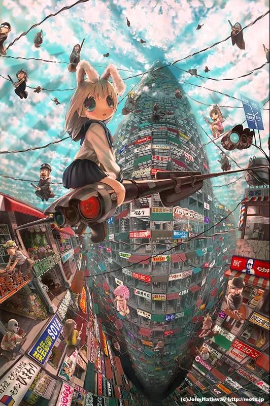 鱼眼透视 精致 日本画师 p站 美少女 人物 插画 手绘 壁纸 动漫图片