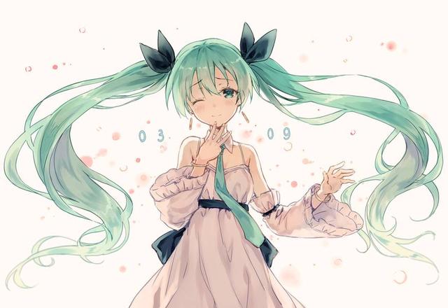 连衣裙,无奈,初音未来,动漫美少女,二次元萌妹子,日常