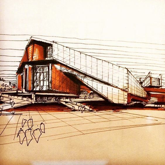 建筑师的设计手绘稿