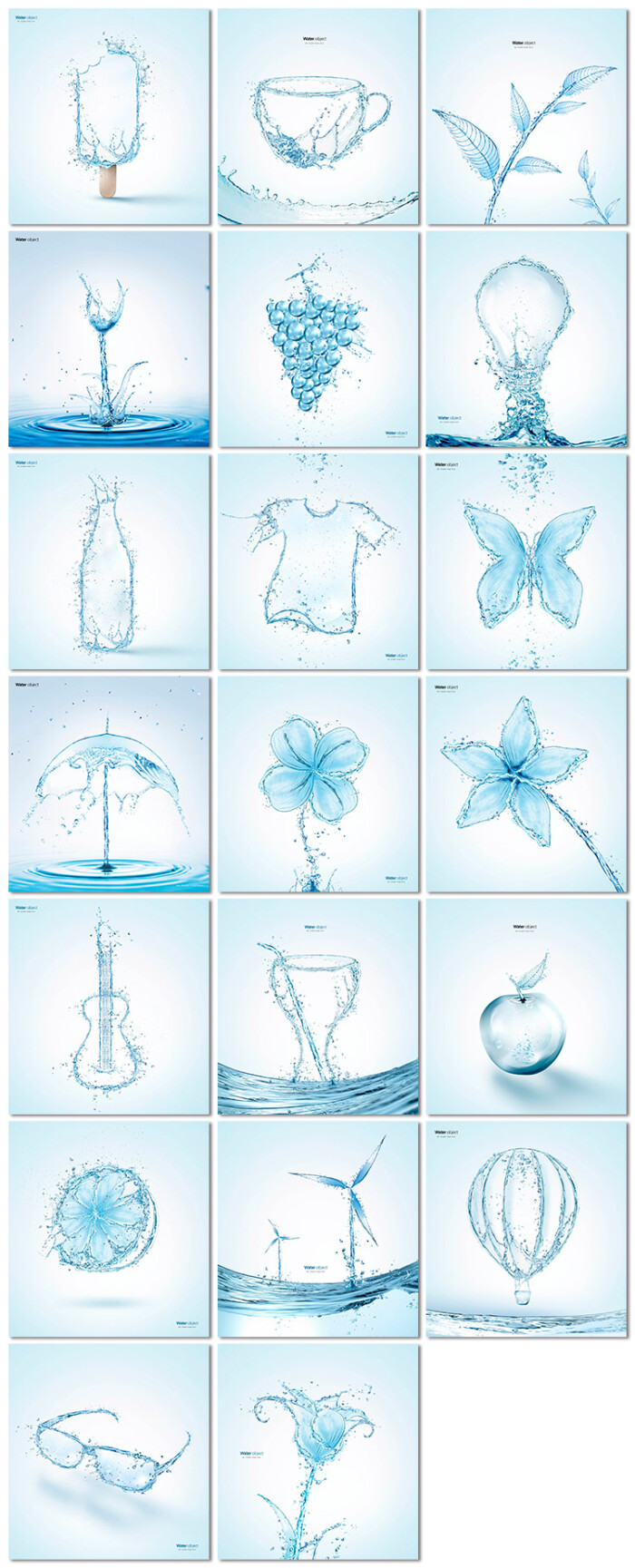水元素创意水滴拟物构成透明泼溅矿泉水广告海报psd模板素材设计