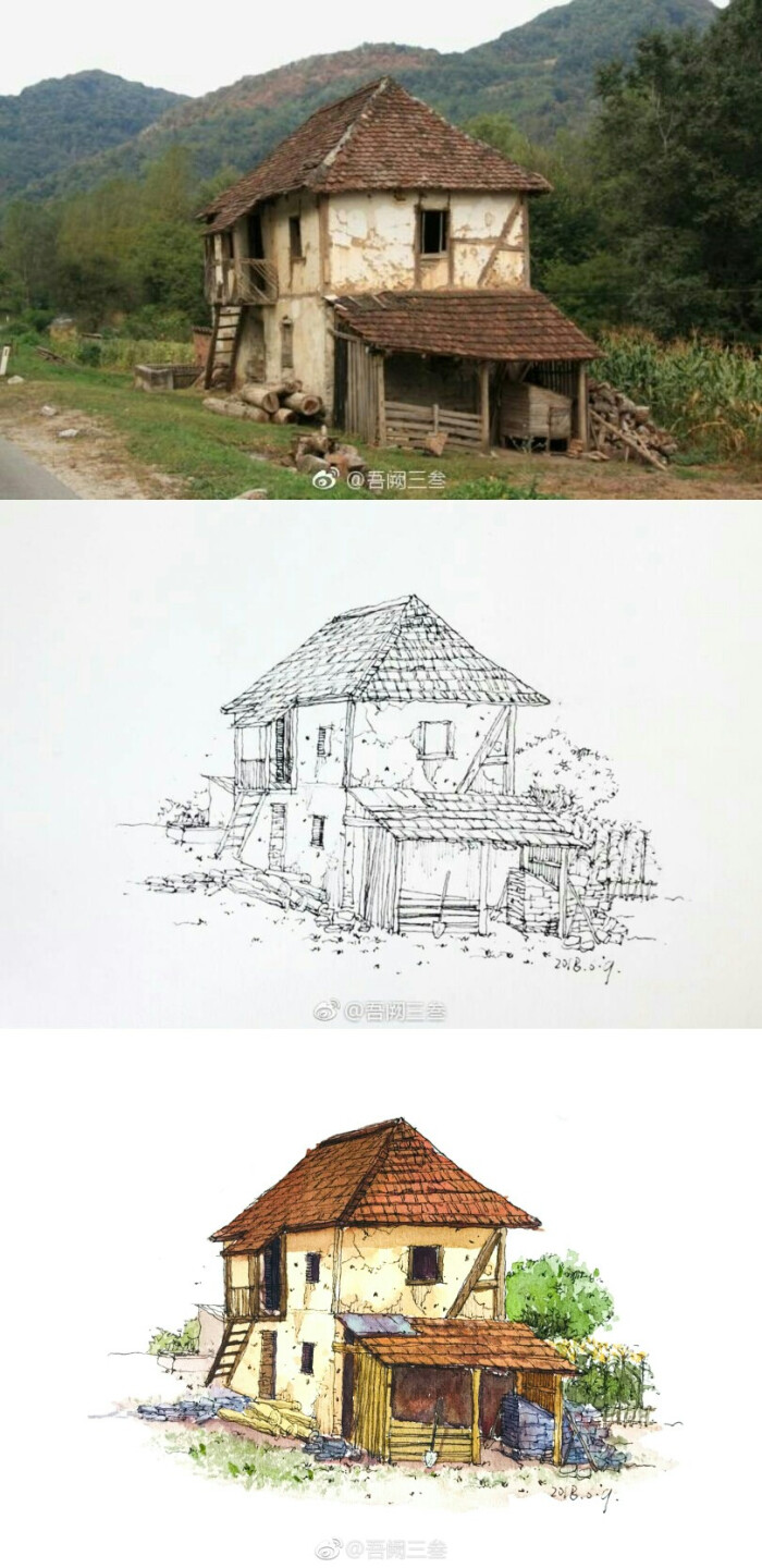 钢笔淡彩 建筑系列