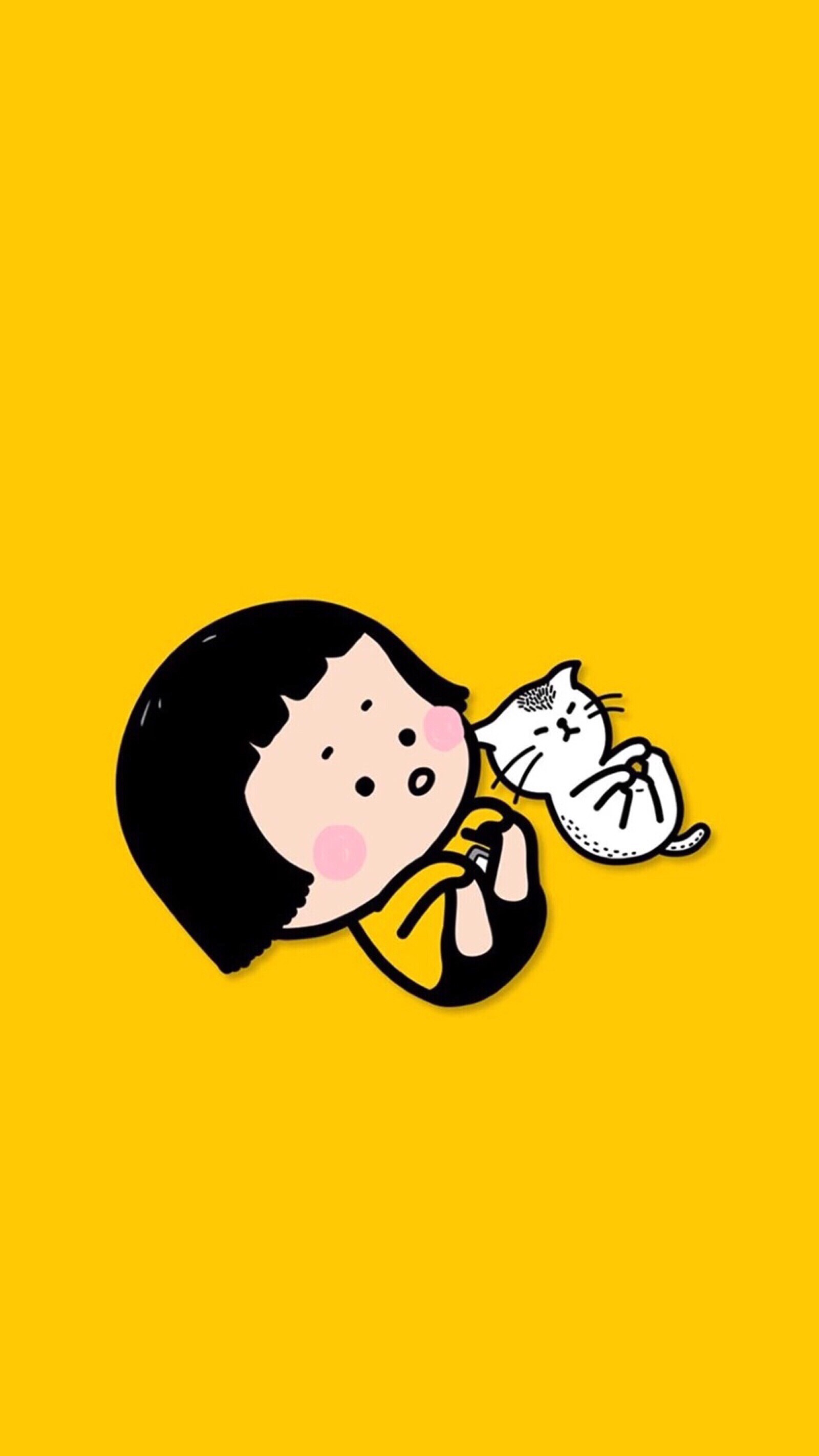 黄色系 简单 清新 卡通 手机屏保(61ω61)ω