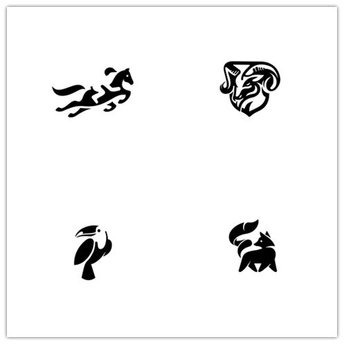一组精简力道动物剪影logo设计,来自法国设计师martigny matthieu