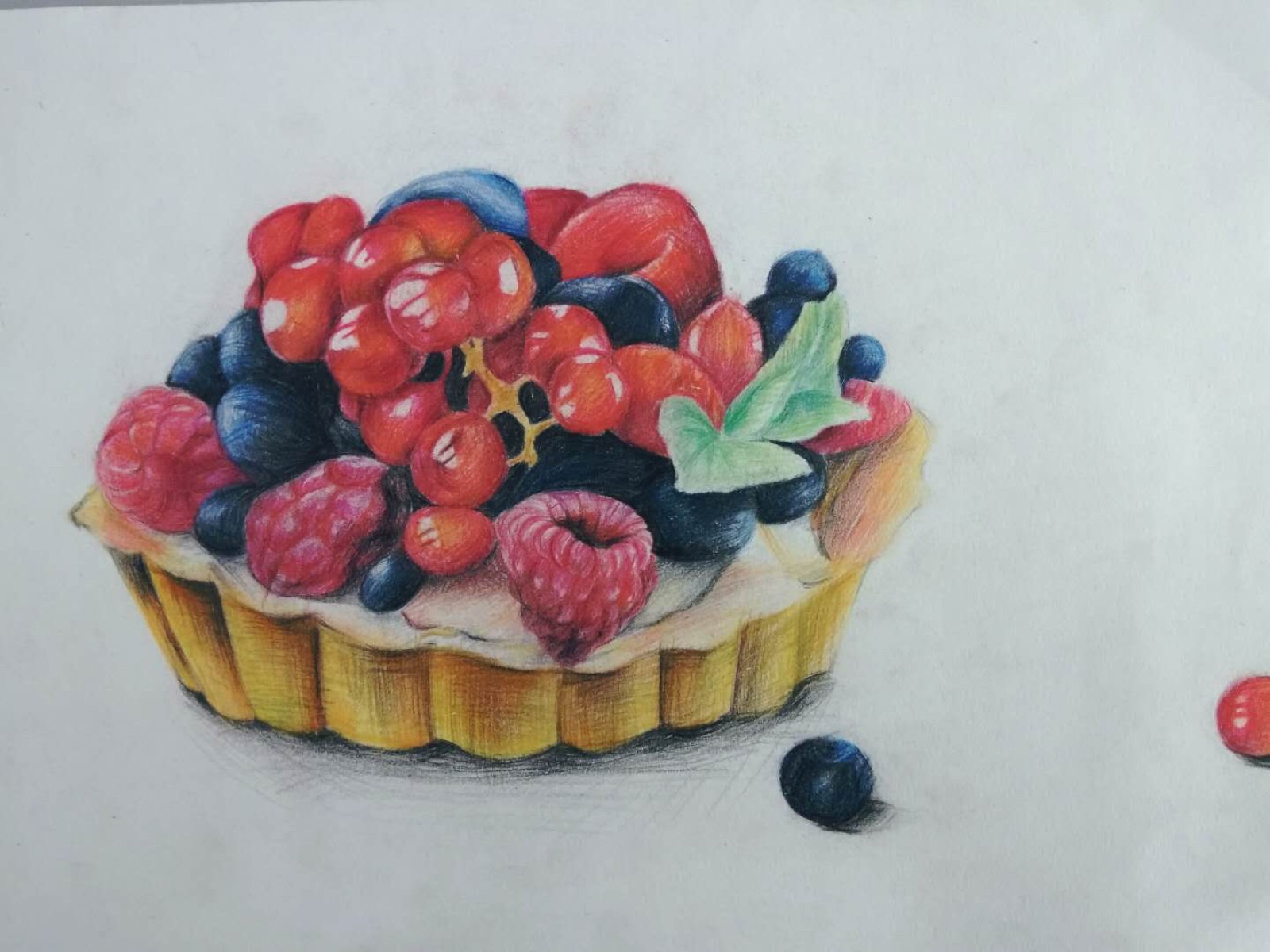 水果蛋糕彩铅画