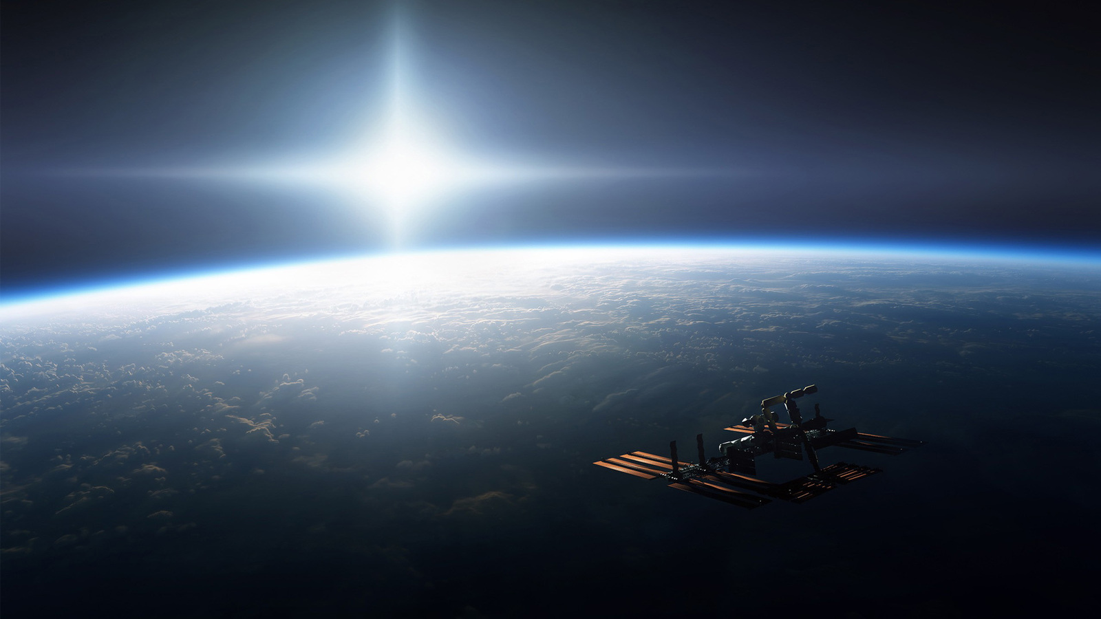 1600×900图片,1400×900图片 general 1600x900 space space station earth clouds