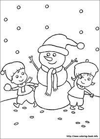 孩子们堆雪人简笔画图片