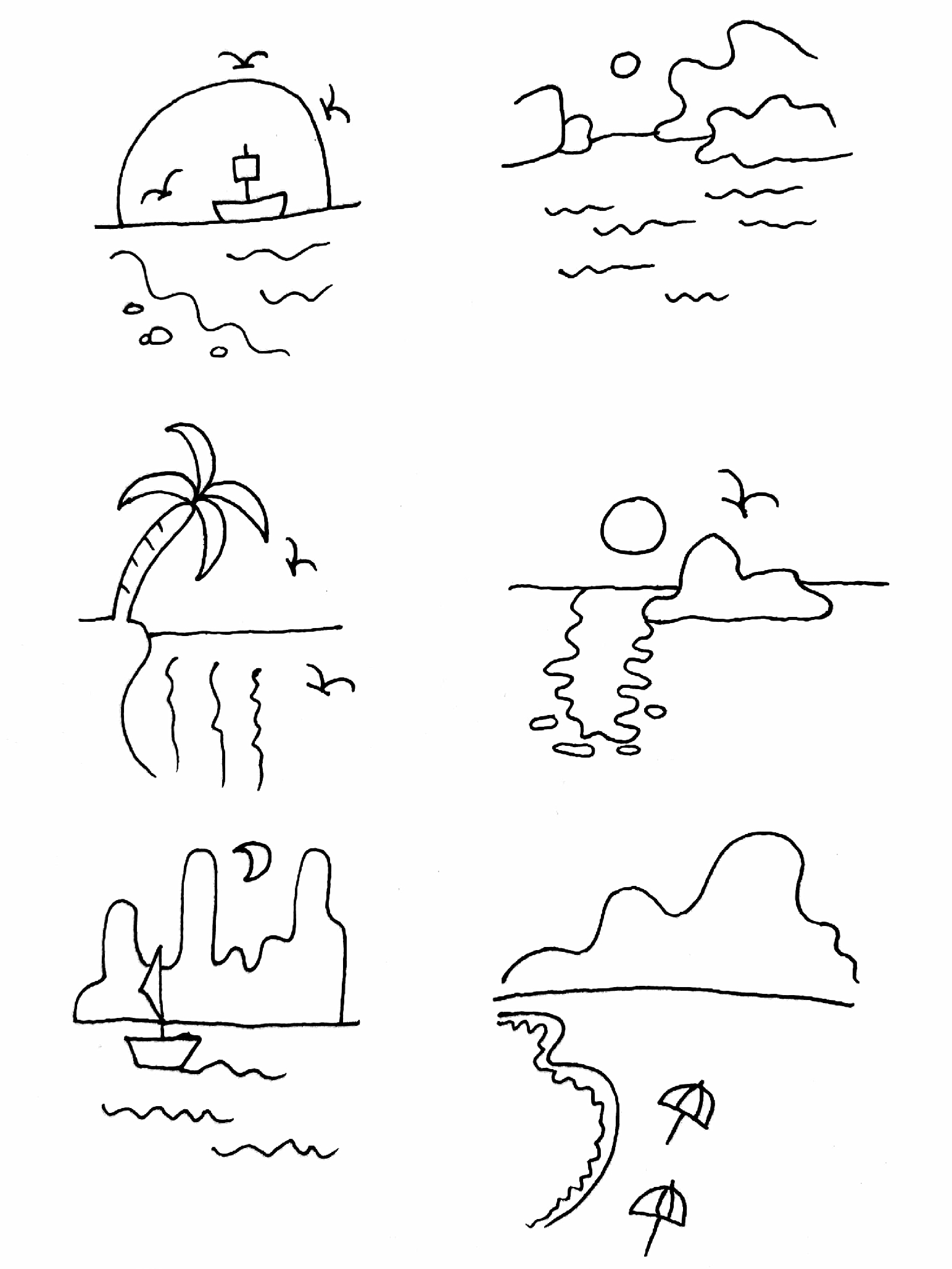 海边手绘简图图片