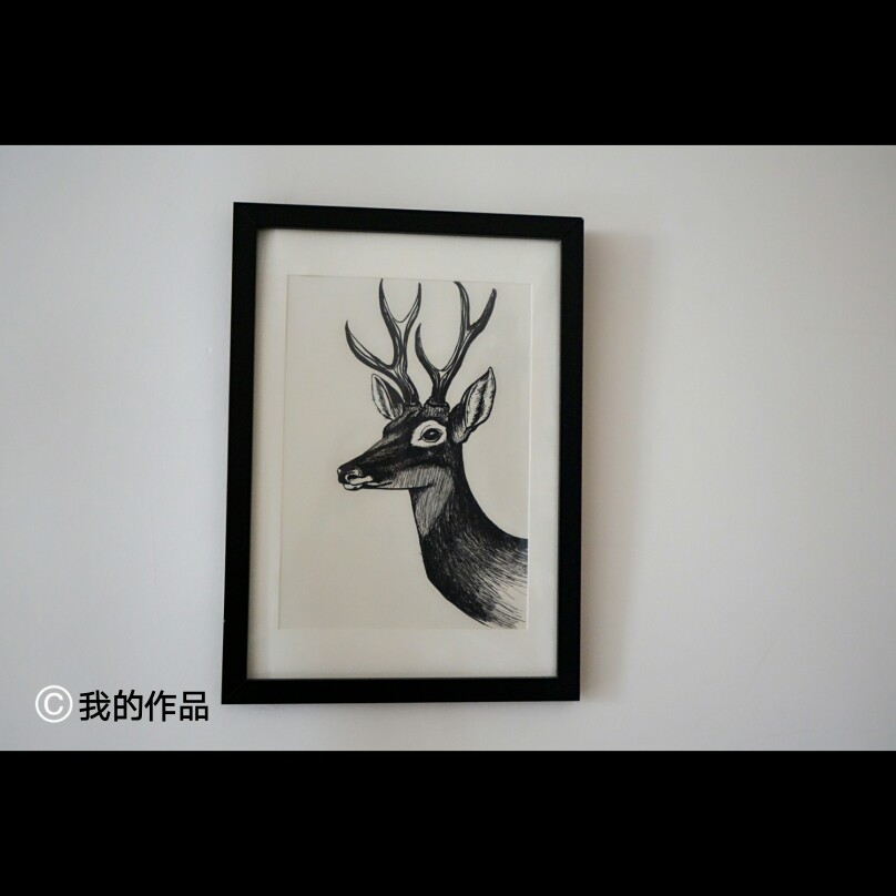 麋鹿 线描我画的