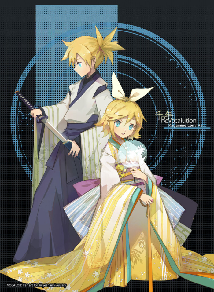 vocaloid 镜音双子 镜音玲 镜音连 绘师:猫小渣(p id=777076)本作品id