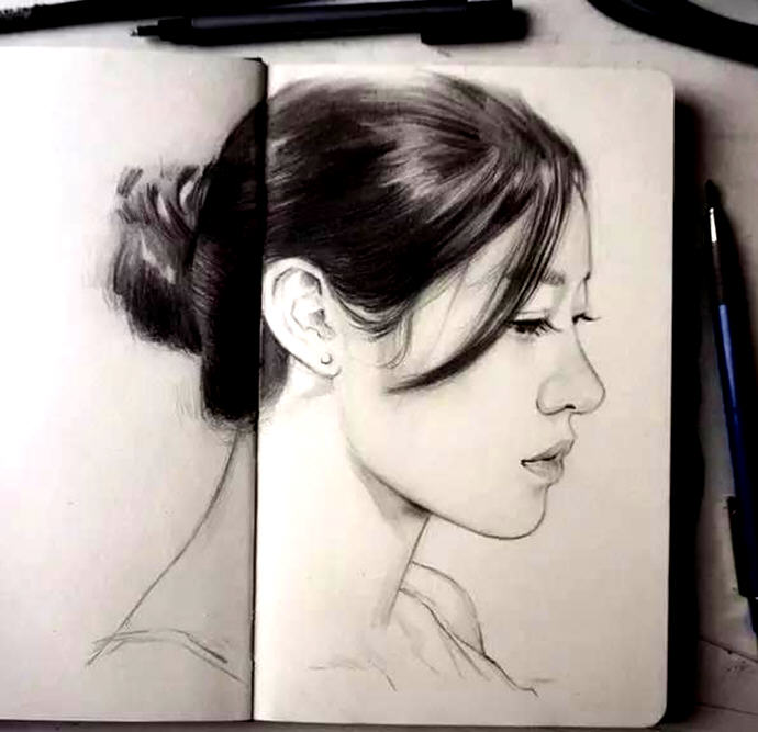 素描,彩铅黑白