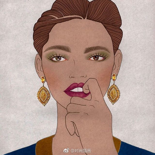 插画师iseikay 复古风女生画像