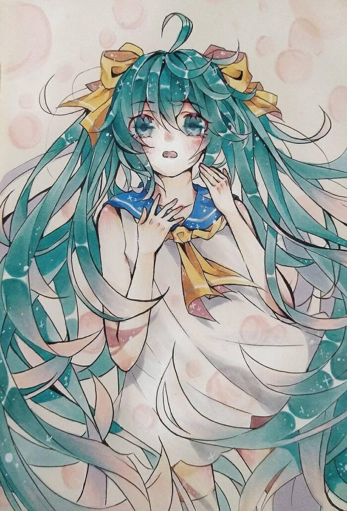 手绘初音步骤图 傲娇