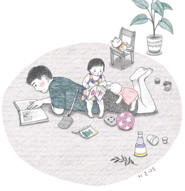 超暖心的父女插画,爸爸永远是女儿最有力的保护伞 ins:talltree_mani