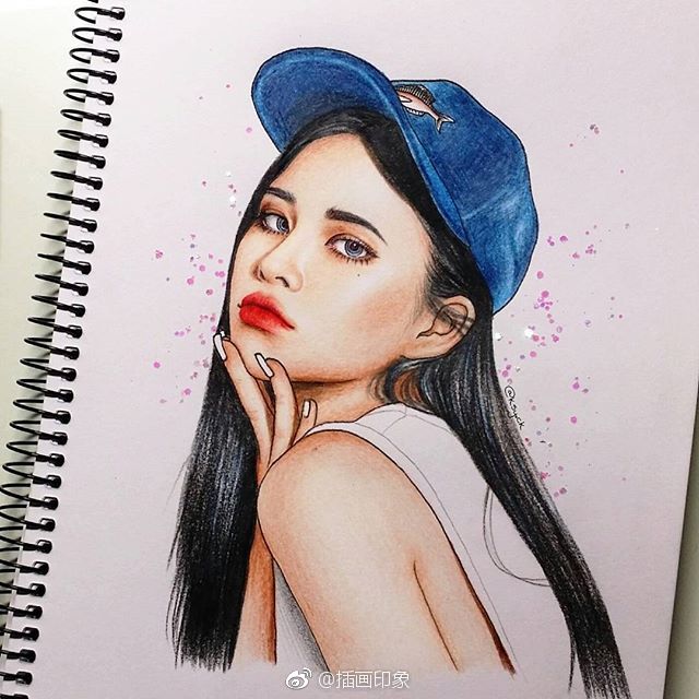 人物彩铅手绘~美女~美女【插画师:clare kim】